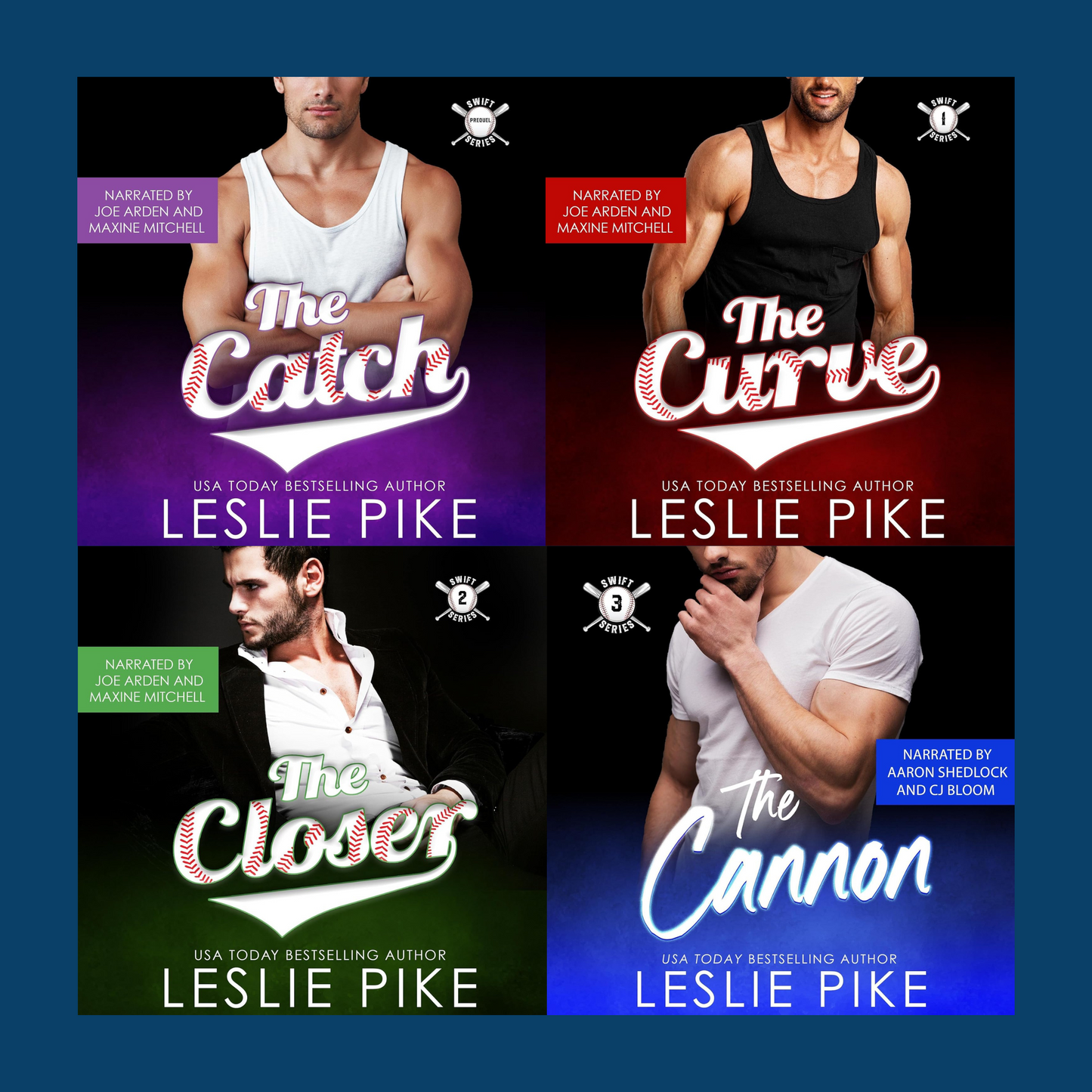 The Swift Family Bundle by Leslie Pike includes The Catch, The Curve, The Closer, and The Cannon in duet narration